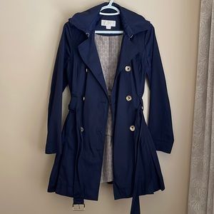 Michael Kors Navy Double Breasted Trench Coat Size S